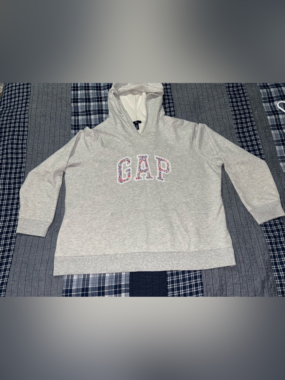 Y2k GAP Light Gray Hoodie with Floral Logo